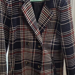 Laura Scott Black and Cream Plaid Blazer